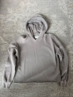 Abercrombie & Fitch Cozy Hooded Pullover Sweatshirt in Taupe Gray